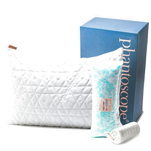 Phantoscope Memory Foam Pillow for Sleeping, Shredded Memory Foam Pillow Cooling Gel for Hot Sleepers, Adjustable Firm Bed Pillows with Bamboo Cover & Cotton Cover, Queen Size, 1 Pack, Gift Package