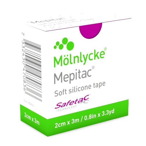 Molnlycke Mepitac 298300 Soft Silicone Tape, 2 cm x 3 /0.8 in x 3.3 yd