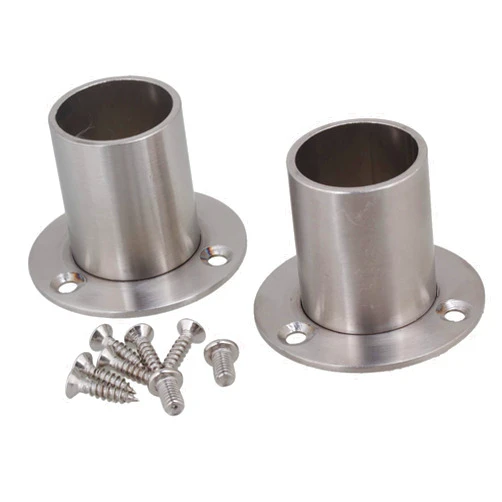 Generic 2 Pieces Stainless Steel Pipe Flange Socket Rod Holder Fitting Bracket for 25mm Dia Pipe Hardware