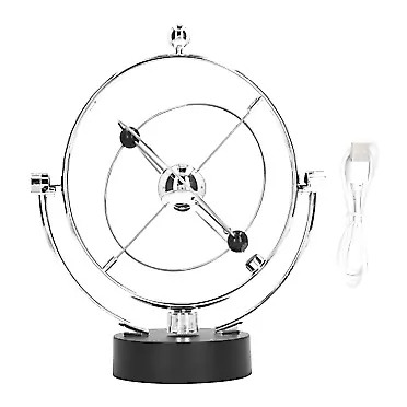 Pilipane Perpetual Motion Swing Ball,Electronic Solar System Magnetic Swing Energy Orbit Desktop Ornament,Physical Science Toy Art Globe Newton Pendulum for Office Home