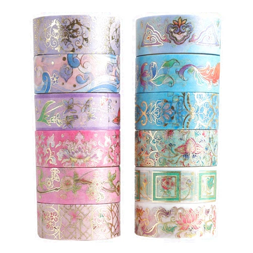 Cotrida Gold Foil Flower Washi Tape Set, Floral Washi Tape, Botanical Washi Tape for Bullet Journal, Arts and DIY Crafts, Scrapbooking, Planner, Gift Wrapping
