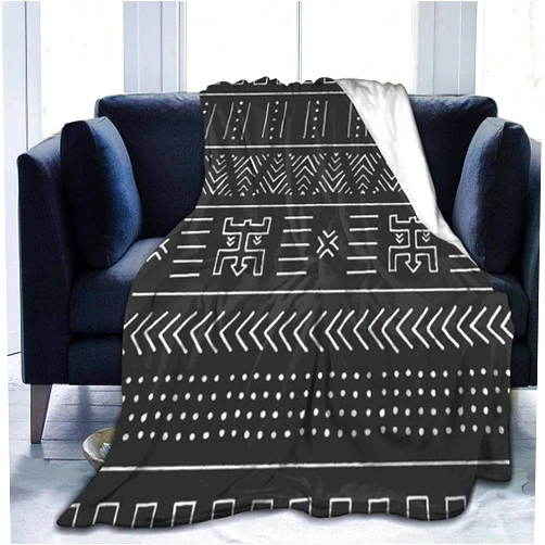 CHOOSE ME Black East White Tribal Design with Pattern Free Geometric Peruvian Abstract African Mexican King Warm Fuzzy Blankets (60