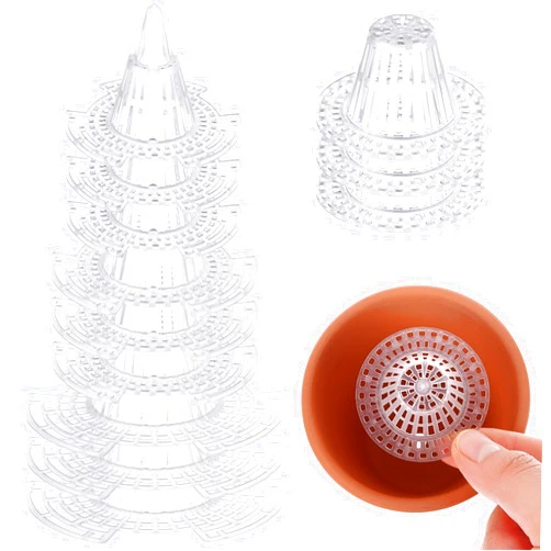 CoscosX 40 Pieces Upgraded Cone Flower Pot Hole Mesh Pad DIY Planter Bottom Grid Mat Mesh Hole Screens for Keeping Soil from Flowing- Breathable Gasket-Drainage Netting for Bonsai,4 Sizes