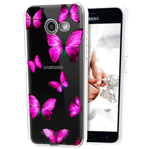 Vokuha Case for Galaxy J7 2017/J7 Prime/J7 Sky Pro/J7 Halo/J7 V/J7 Perx/Galaxy Halo Case, Cute Clear Slim Shockproof Soft TPU Back Phone Protective Cover Cases for Samsung Galaxy J7 2017 Butterfly