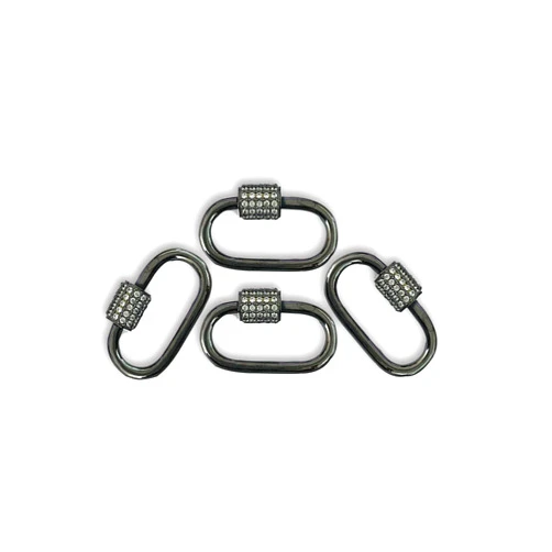 Bali Designs Black Rhodium Overlay Carabiner Lock with Cubic Zirconia SL-8024-BR-27X14MM