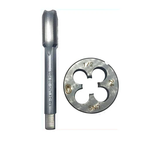 RHFGYY 1/2-24 UNS, Tap and Die Set, HSS Machine Thread Tap with Round Threading Die, Right Hand (1/2-24 UNS)