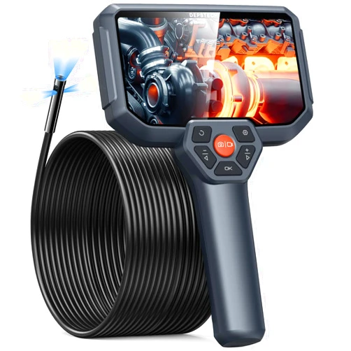 DEPSTECH 50FT Triple Lens Sewer Inspection Camera, DEPSTECH Upgraded 5'' IPS Endoscope Camera with Light, 1080P HD Borescope with Split Screen, Waterproof Drain Pipe Plumbing Camera, Cool Tech Gadgets for Men