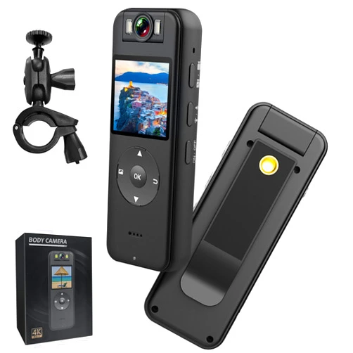 KONPCOIU Body Camera with 4K HD Audio Video Recording，Portable Small Body Worn Cam Wearable Pocket, 1.4 in Screen Personal Police Recorder with 64GB Card for Home,Cycling……