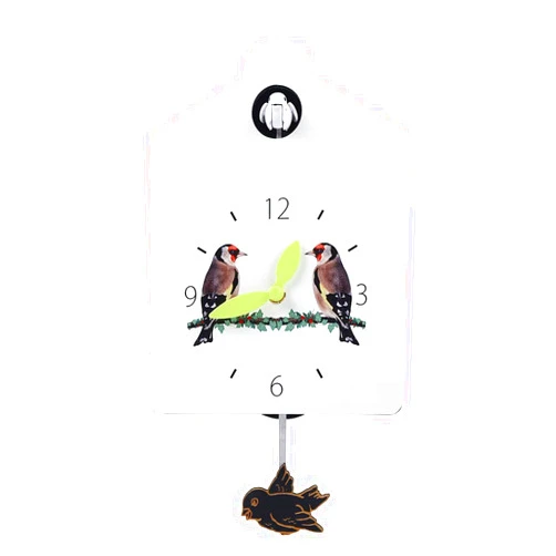 DYRABREST Modern Cuckoo Wall Clock, Wooden Quartz Silent Cuckoo Bird Wall Clock with Auto Swinging Pendulum, Creative Hanging Coo Alarm Ornaments for Home Office Living/Dining Room(Type 6)