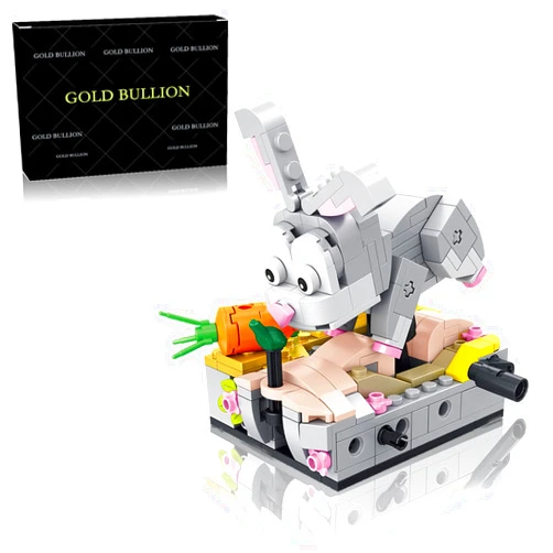 GOLD BULLION Easter Bunny Building Block Set，an Easter Gift for Boys and Girls,Including Bunnies, Carrots, and Other Easter Elements，Suitable for Easter Decoration Set Gifts, Colour