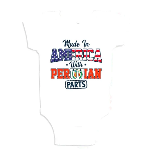 The Shirt Den Peruvian American Baby Bodysuit One Piece or Toddler T-Shirt Made in America with Peruvian Parts Flag