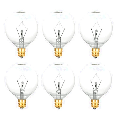 WokHok Wax Warmer Bulbs, 25 Watt Light Bulbs for Full Size Scentsy Warmers,G50/G16.5 Globe E12 Clear Scentsy Bulb for Candle Wax Warmer, Long Lifespan, 120 Volt (6 Pack)
