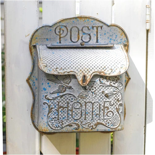 BIG FORTUNE Wall Mount Mailbox for House Outside Vintage Metal Door Mailbox Antique Style Nostalgic Charm Home Decor Garden Vintage English Cottage Decor Flower Patter