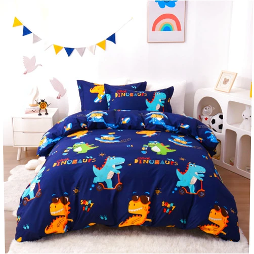 JSD Sports Dinosaur Kids Duvet Cover Set Twin Size, 2 Piece Cute Printed Microfiber Comforter Cover with Pillow Sham Zipper Closure, Comforter Not Included