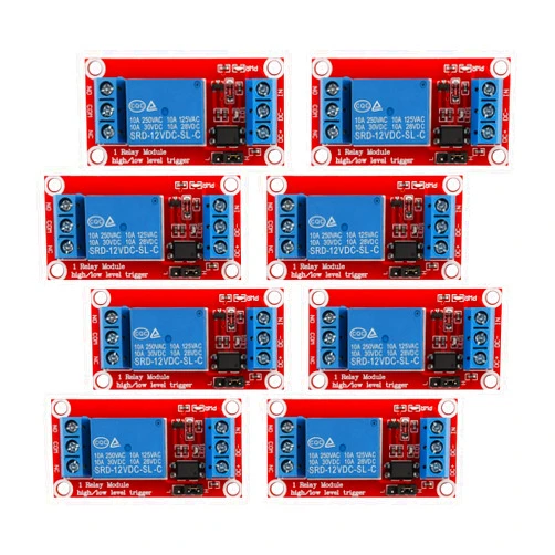 FORIOT 8pcs DC 12V 1 Channel Relay Module with Optocoupler Red Board Support High or Low Level Trigger