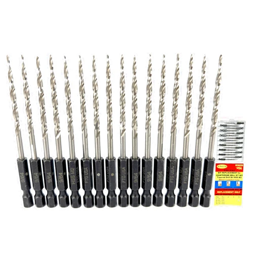 FTG USA Replacement Tapered Countersink Drill Bit Set 16 Pc #6 (9/64