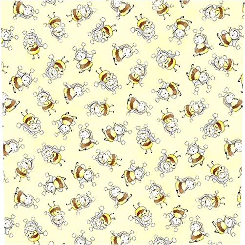 Timeless Treasures Bunnies by The Bay Little Star Yellow Baby Bees