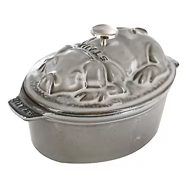 Staub Cast Iron 1-qt Pig Cocotte - Graphite Grey