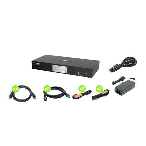 IOGEAR 2-Port 4K Dual View KVMP Switch with HDMI Connection, USB 3.0 Hub and Audio (TAA) GCS1942H