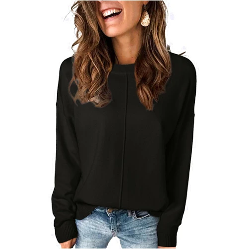 EVALESS Womens Fall Sweaters 2024 Fashion Crewneck Long Sleeve Pleated Knitted Casual Pullover Tops