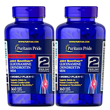 Puritan's Pride Triple Strength Glucosamine, Chondroitin & Msm Joint Soother, 720 Total (2 Pack Of 360 Count Caplets), 720 Count