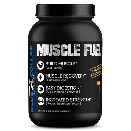 BLUE COLLAR NUTRITION Muscle Fuel – Whey Protein Powder, 28 Servings - Power Your Muscles and Performance (Buttery Caramel)