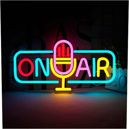 WittyRhE ON AIR Neon Light Recording Neon Signs Wall Decor for Podcast Setup,Broadcasting Room,Radio Station,Home Studio, Gift Art for Friends,Podcaster 16.14 x 8.35 IN-USB Powered-Acryli