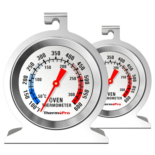 ThermoPro 2-Pack Oven Thermometer for Gas Oven, 50-300°C/100-600°F in Oven Thermometer with 431 Stainless Steel, Oven Thermometer for Electric Oven Temperature, Analog Cooking Large Dial Thermometer
