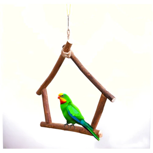 BAKVOS House-Like Perch for Parrot Birds Stand Natural Wood in Breeding Box Cage for Small Medium Birds Macaws Cockatoos African Grey Parrots Lovebird Budgerigar