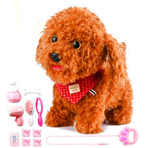 Rydohi Remote Control Electronic Plush Puppy Toy Pet for Girls Kids Interactive Toys, Walks, Barks, Shake Tail, Pretend Dress Up Realistic Stuffed Animal Dog for 3 4 5+ Years Old Best Gift(Teddy)