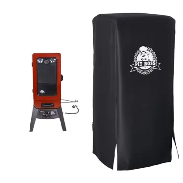 Pit Boss Grills PBV3G1 Vertical Smoker, Red Hammertone & PIT BOSS 73225 LP Gas Smoker Cover, Black Red Hammertone 3 Series Smoker + Smoker Cover