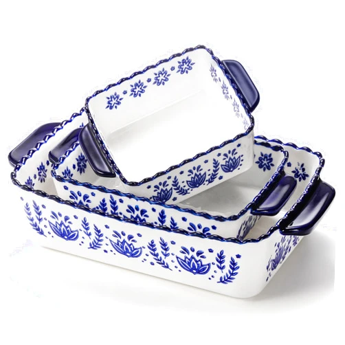 SOUJOY 3 Pack Porcelain Bakeware Set, Rectangular Baking Dishes, Lasagna Pan for Cooking, Kitchen, Casserole Dishes, Cake Dinner, Banquet and Daily Use