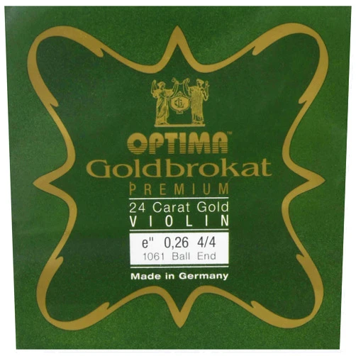 OPTIMA Gold Bro Cut Violin Strings 4/4 E 0.26 mm Ball Premium 24K Gold Plated