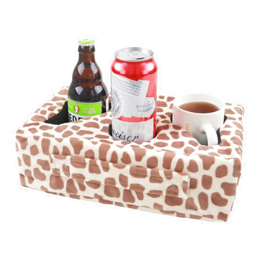LERSUSI Cup Holders,Couch Cup Holder Pillow,Waterproof Anti-Spill Sofa Drink Holder Tray,Cup Holders for Remote Control,bed,car,camp,picnic and Snack storage(Leopard)
