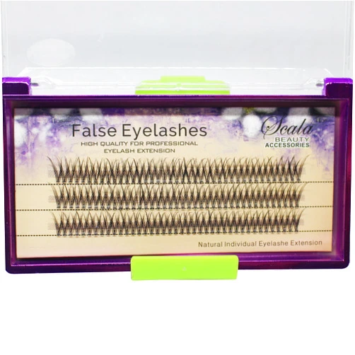 Bodermincer Scala 120Ppcs Fish Tail False Lashes 0.07 Thickness 20 Roots Hair C curl Eyelash Extension Strip False Eyelashes Makeup Individual Lashes (10mm)
