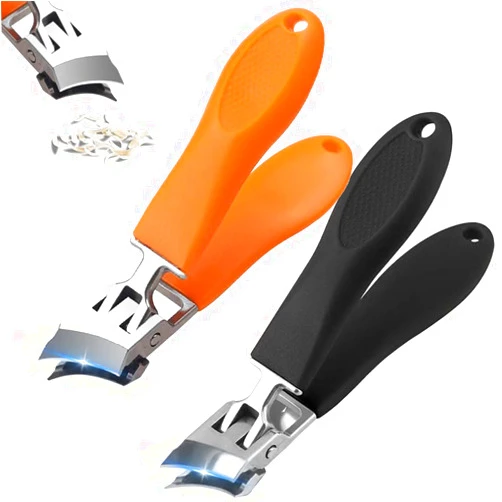 YellowRiver Stainless Steel Curved Large Nail Clippers Trimmer, Wide Jaw Opening Anti-Splash Slanted Nail Clipper, Fingernail Ingrown Toenail Clipper Cutters for Thick Nails for Seniors Men Women (Black + Brown)
