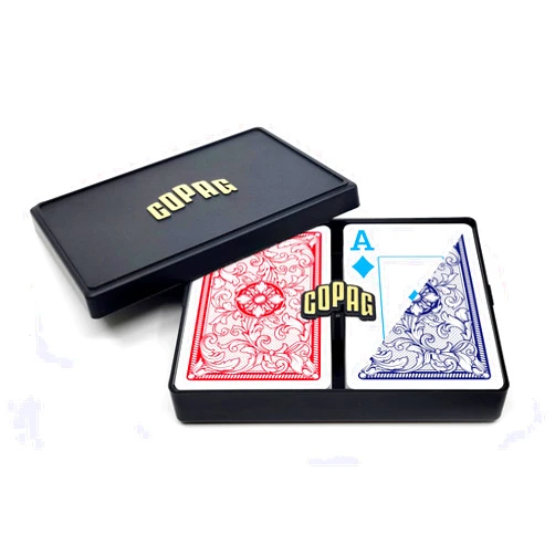 Copag 4-Color Legacy Design 100% Plastic Playing Cards, Bridge Size (Narrow) Jumbo Index Red/Blue Double Deck Set…