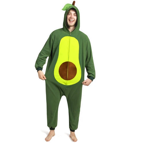 Spooktacular Creations Unisex Adult Avocado Pajama Plush Costume with Hat for Dress Up Role Play Halloween Costume Green