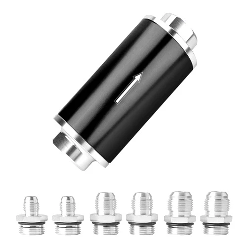 EVIL ENERGY 30 Micron Inline Fuel Filter with 6AN 8AN 10AN Adapter Universal 60MM