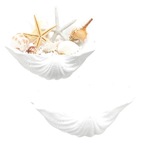 Maxcheck 2 Pcs Large White Sea Shells Decorative Bowl Seashell Bowl Resin Clam Shell Decor Nautical Clam Shell Bowl Coastal Nautical Themed Party Decor for Home Bathroom Beach Decor Figurine Gift
