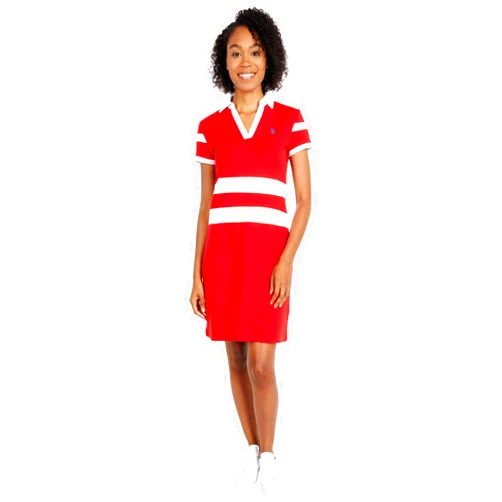 U.S. POLO ASSN. 2 Stripe V-Neck Polo Dress