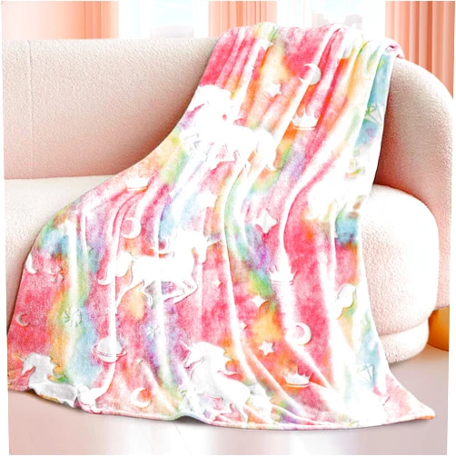 DressVoguer Glow in The Dark Blanket Gifts for Girls, Kids Throw Blanket for Age 3-12, Soft Kids Blankets for Christmas Halloween Birthday Gifts, 50