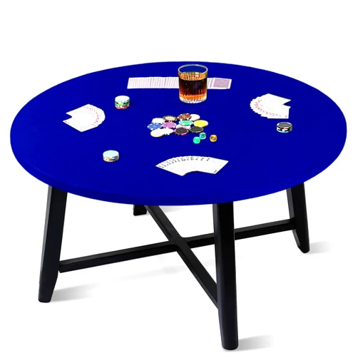 OurWarm Blue Round Felt Tablecloth 36-48 inches, Elastic Fitted Modern Table Cover for Card Games, Mahjong, Poker (1 Pack, All-Season, 7.05 oz, 1.0 Count)