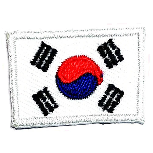 Rareeasy Country Flag Patch Mini Small Flag 0.6X1.1 Inch. South Korea Flag Country Patches International Flag Embroidered Sew On Patch for Clothes Bag T-Shirt Jeans Biker Badge DIY Fashion Costume (02)