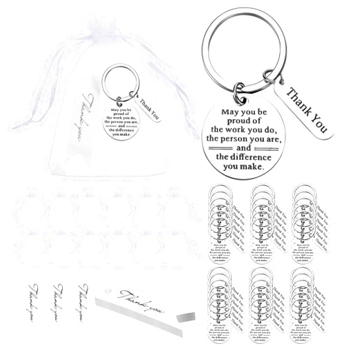 Yinkin 150 Pcs Employee Appreciation Gifts Bulk Thank You Keychains for Coworkers Teams Volunteers Appreciation Keychain