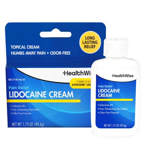 HealthWise Maximum Strength Lidocaine Cream | Numbs Away Pain | Long-Lasting Relief | Non-Greasy | 1.75 Oz
