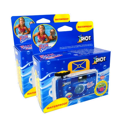 1 Shot Waterproof Disposable Camera – 35mm Underwater Camera – 27 Exposures – ASA/ISO400 Color Film – Single-Use Waterproof Camera for Vacation, Snorkeling, Watersports – 2-Pack