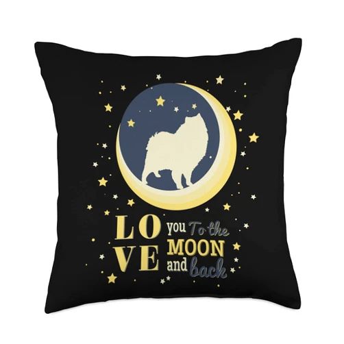 99 Gifts American Eskimo Dog Love Love Cloud German Spitz to The Moon Throw Pillow, 18x18, Multicolor