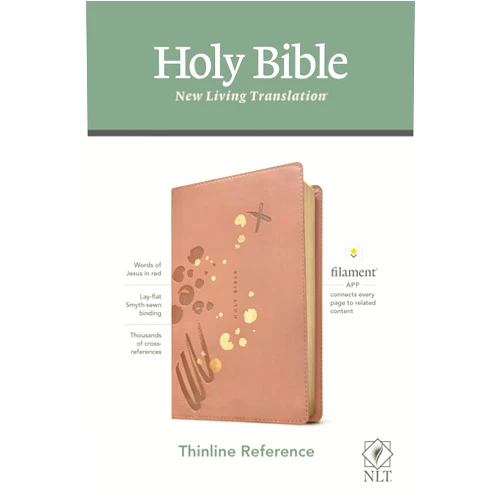 Tyndale NLT Thinline Reference Holy Bible (Red Letter, LeatherLike, Brushed Pink): Includes Free Access to the Filament Bible App Delivering Study Notes, Devotionals, Worship Music, and Video