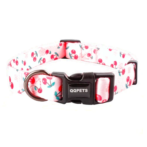 QQPETS Adjustable Soft Dog Collar: Print Flower Pink Multicolor Cute Patterns for XS Small Medium Large Pet Girl Boy Puppy Walking Running Training (S, Sakura Pink)